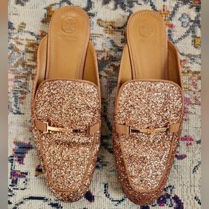 Tory Burch "Amelia" Slide Loafer, Shimmer Pink, sz 9.5